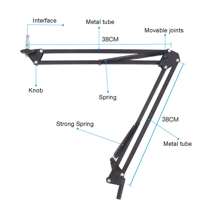 Adjustable Desktop Microphone Stand with Boom Arm - Professional Studio Mic Holder for Podcasting, Streaming & Voice Recording (Ideal for Home Office & Gaming Setup)