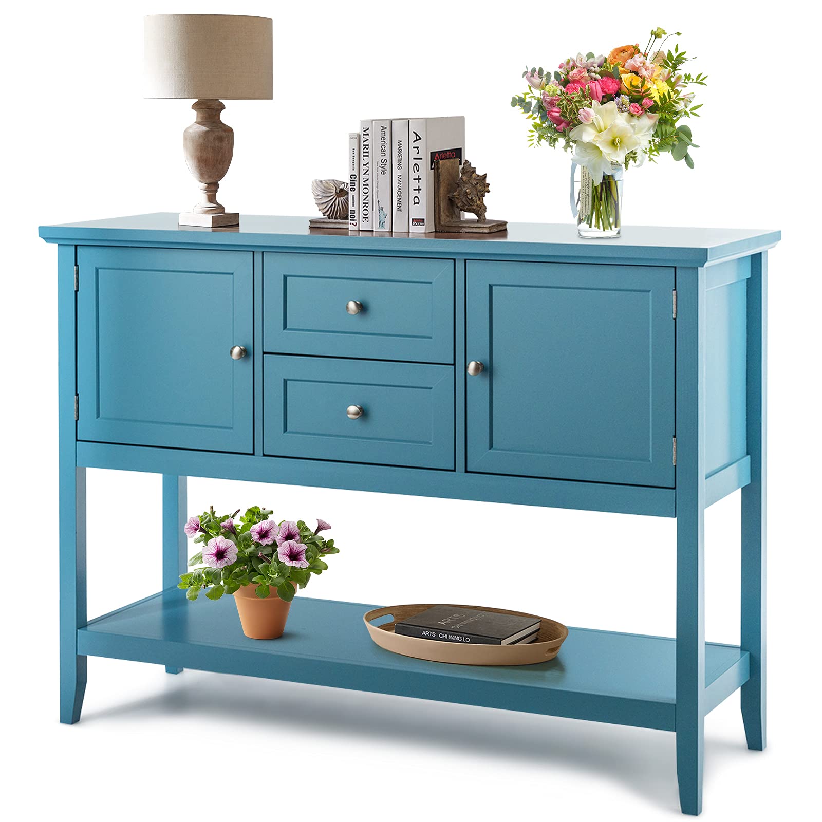 PETSITE Sideboard Buffet Cabinet with Storage - Wooden Accent Cupboard with Drawers & Open Shelf for Kitchen, Living Room, Hallway | Perfect for Home Organization, Dining Room Storage & Entryway Decor