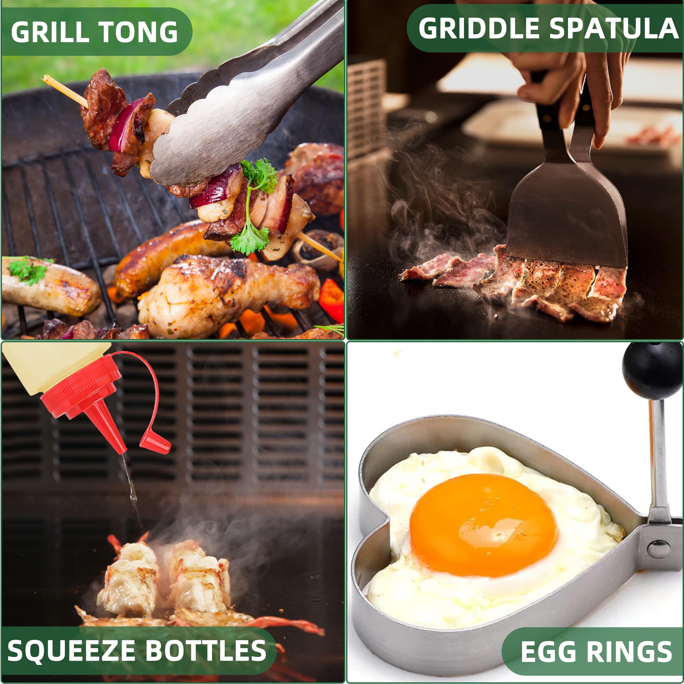 30PCS Griddle Accessories Kit for Blackstone & Camp Chef - Professional Flat Top Grill Tools Set with Spatulas, Melting Dome & Burger Press - Perfect for Outdoor Cooking, BBQ Parties & Camping - Great Gifts for Men & Stocking Stuffers
