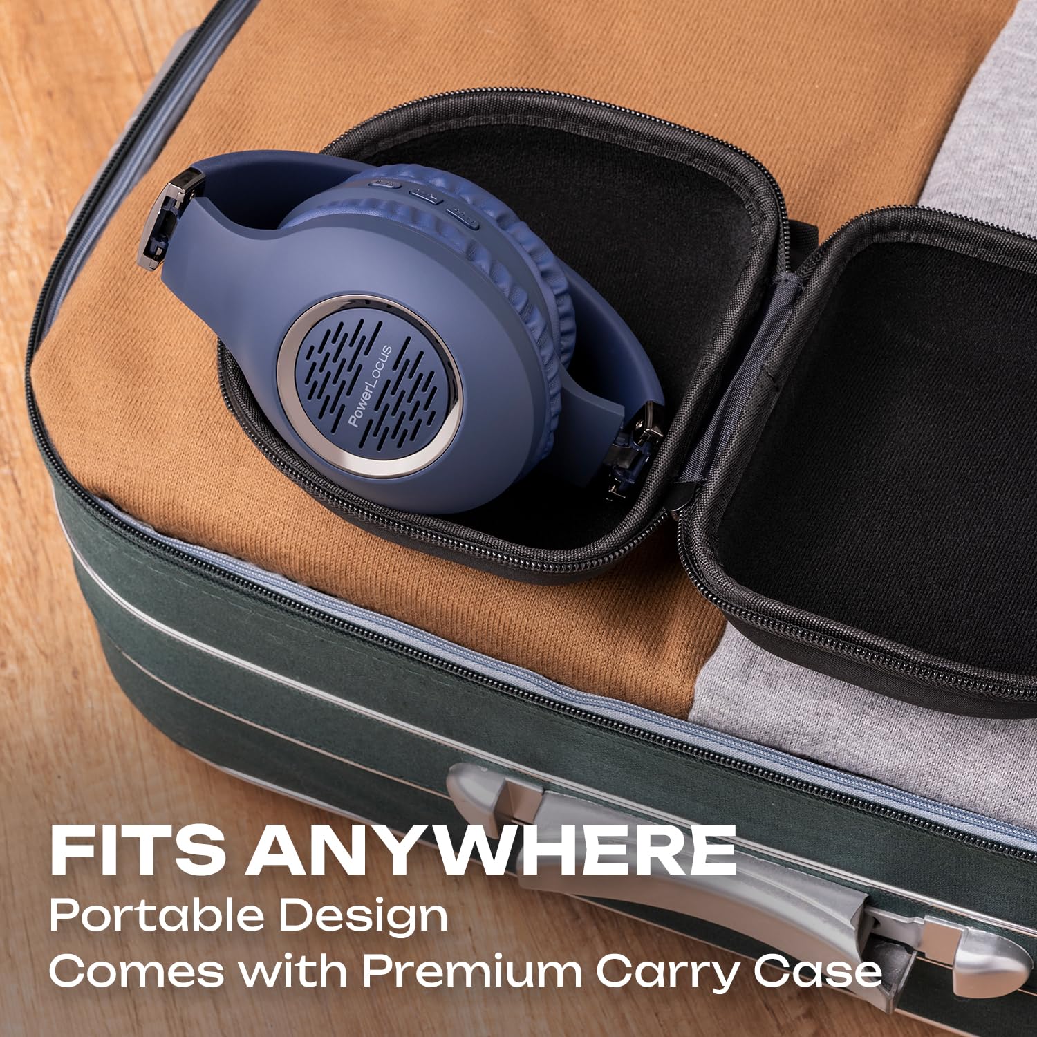 PowerLocus Wireless Over-Ear Bluetooth Headphones with Hi-Fi Stereo & Deep Bass, Foldable Design with Soft Earmuffs & Built-in Mic - Wireless/Wired Headset for iPhone, Android, PC, Gaming, Travel & Office Use