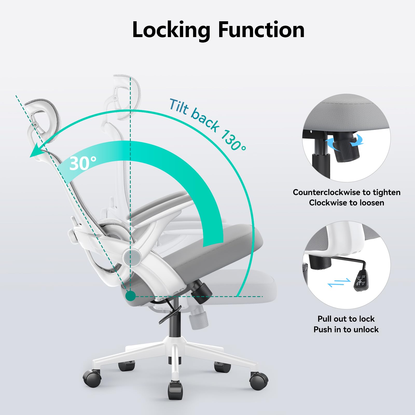SIHOO M102C Ergonomic Office Chair - High Back Desk Chair with 3D Adjustable Armrests, Lumbar Support & 2D Headrest - Swivel Computer Task Chair with Tilt Function - White - Perfect for Home Office, Gaming & Workspaces