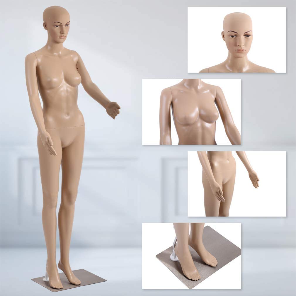 Adjustable Female Mannequin Torso Dress Form with Detachable Head & Metal Base - 69