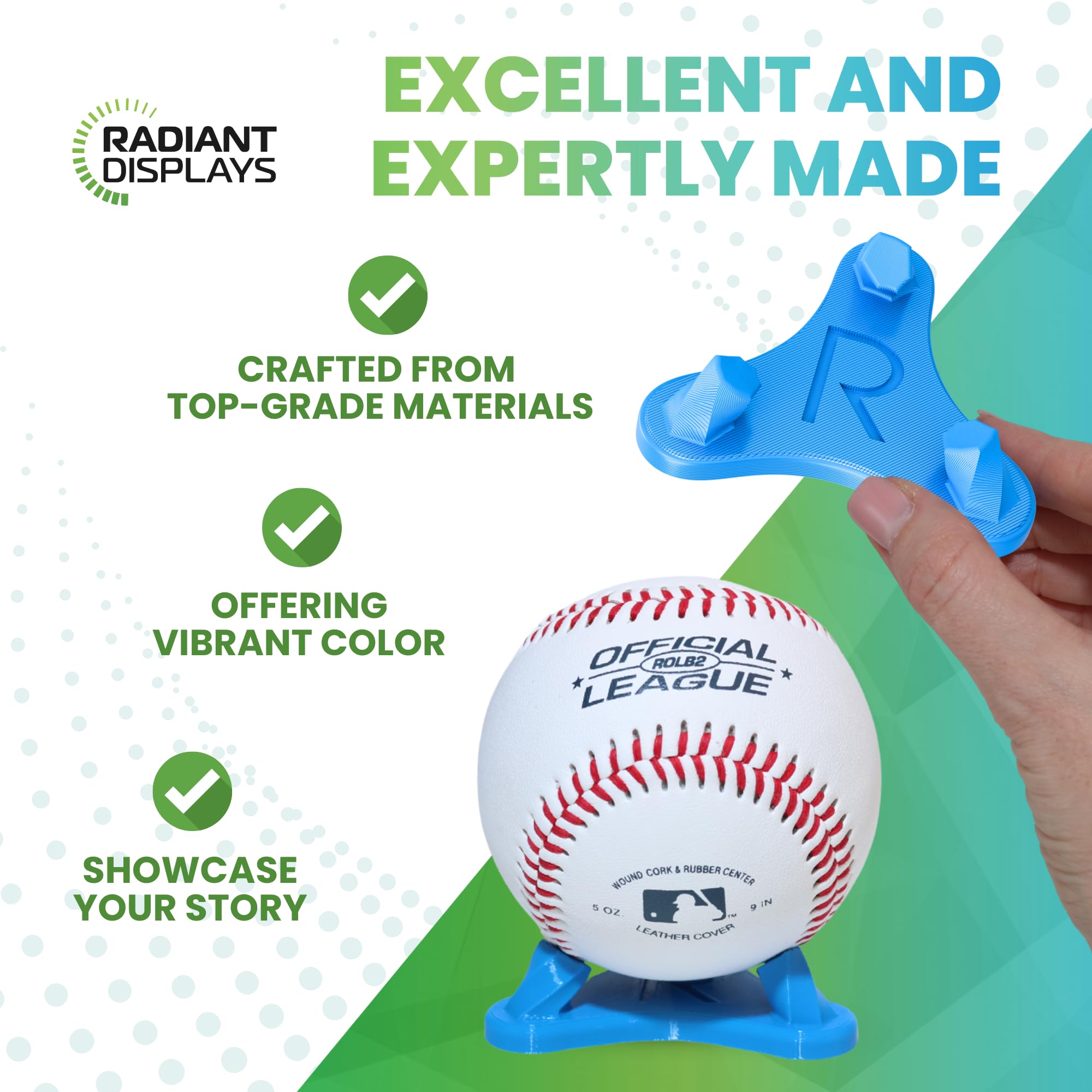 Premium Baseball Display Stand - USA Made, Sturdy Softball & Tennis Ball Holder for Collectors - Perfect for Memorabilia Showcase, Sports Decor, and Gift Ideas - 1pc (Blue)