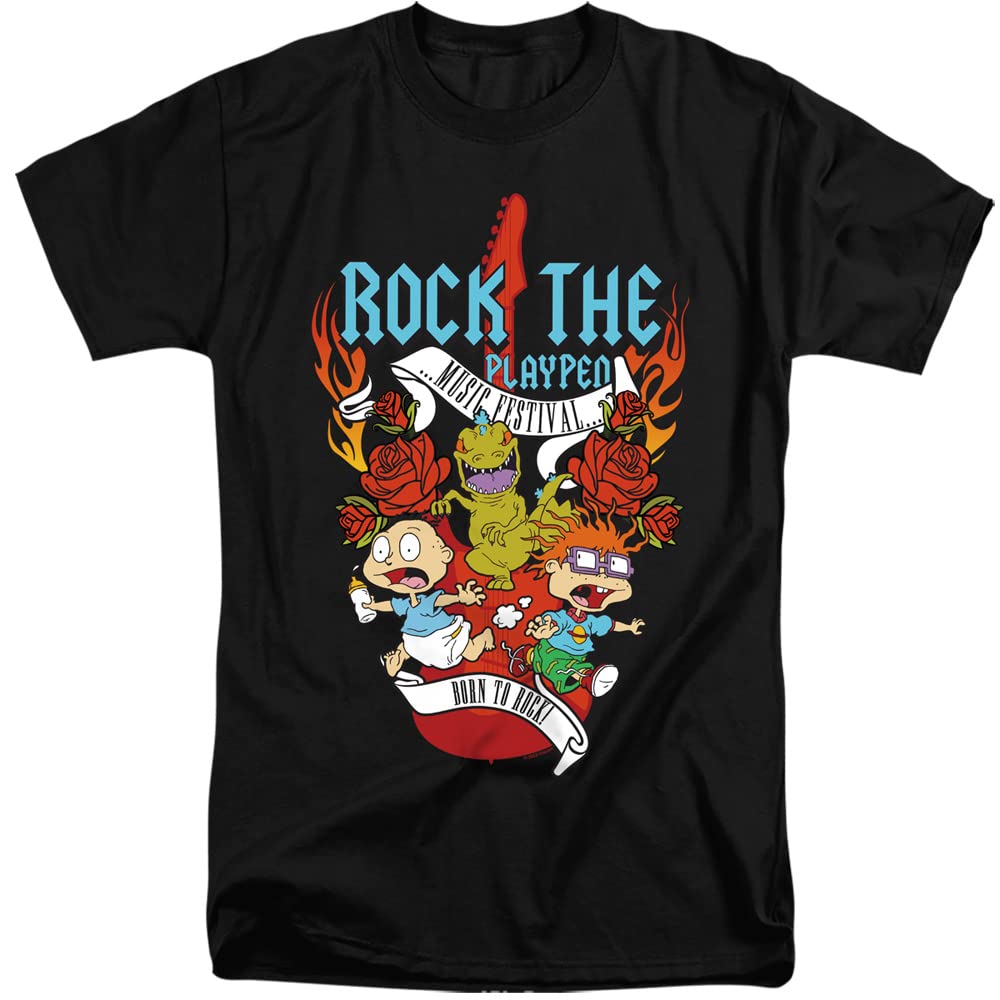 Logovision Rugrats Rock The Playpen Music Festival Unisex Adult Tall T-Shirt | Vintage Cartoon Graphic Tee for Men & Women | Casual Wear, Concerts, Gift Ideas