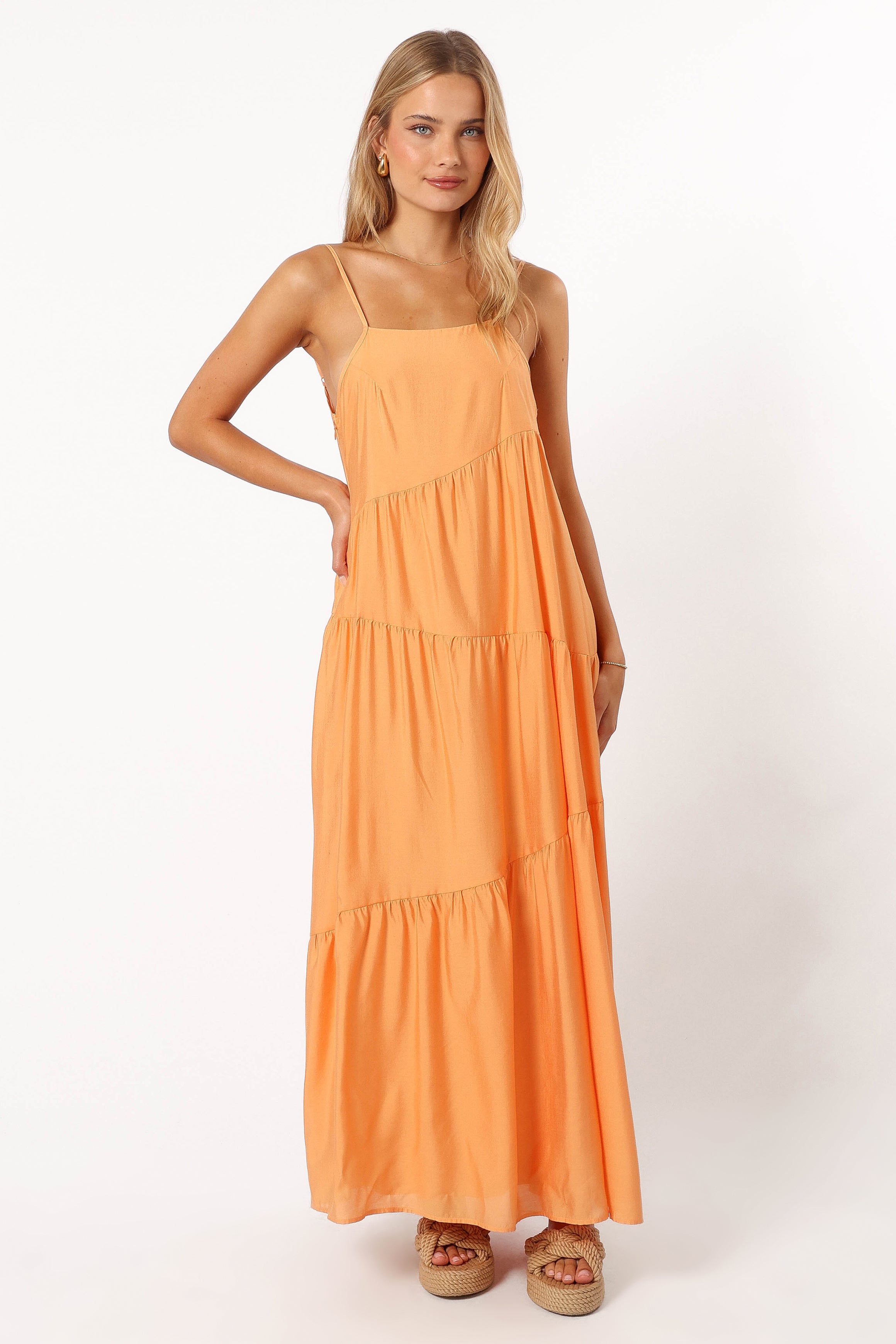 Bennie Midi Dress - Flowy Orange Summer Dress for Women | Casual & Beach Wear | Perfect for Outdoor Parties & Vacations