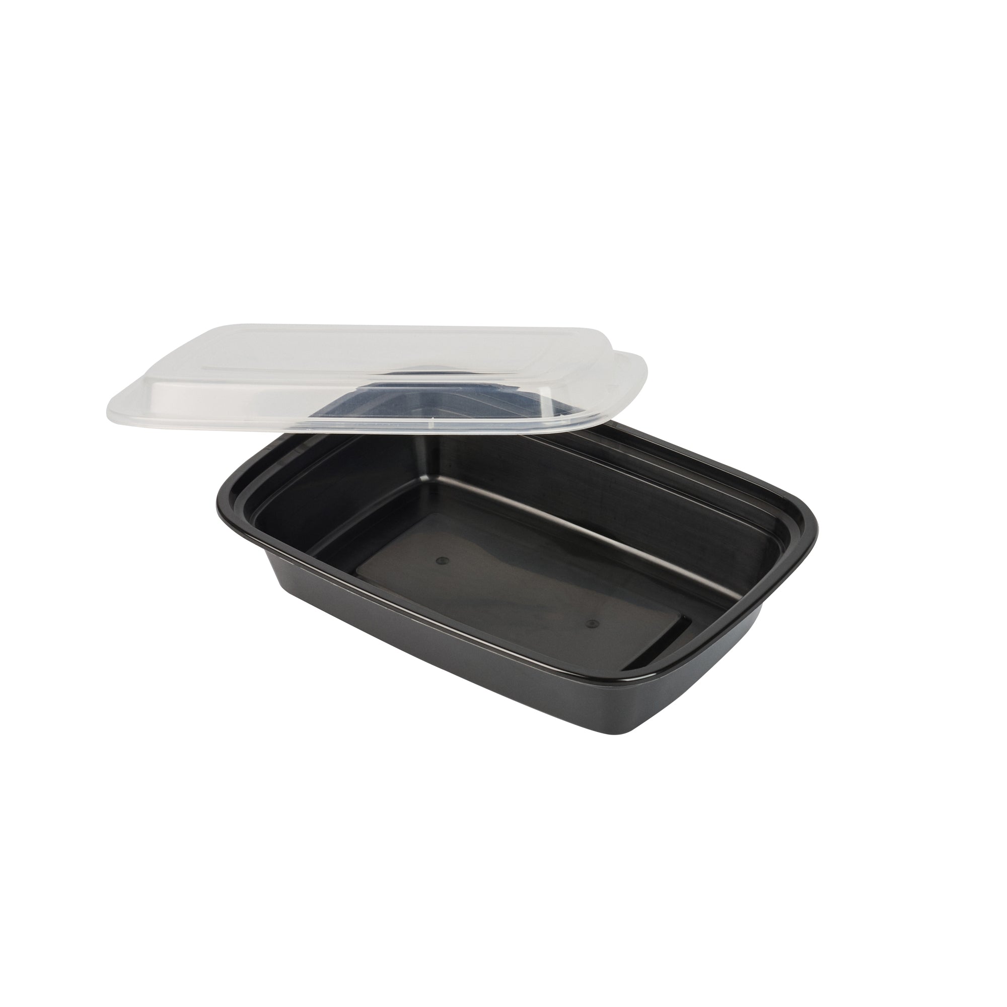 24 oz Black Rectangle Plastic Food Storage Containers with Clear Lids - 50 Pack, Microwave Safe To-Go Boxes (8