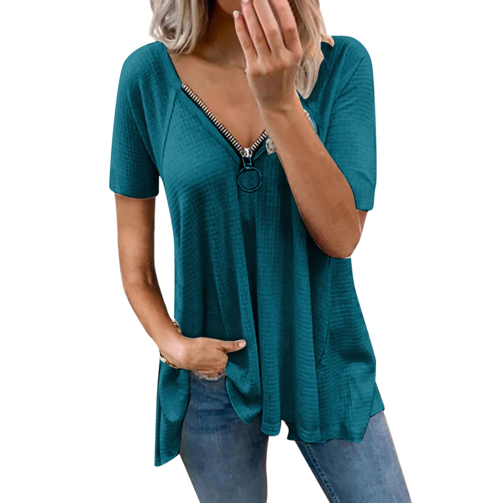 Women's Loose Fit Short Sleeve Tunic Tops for Summer - Casual Comfortable Blouse to Wear with Leggings | Perfect for Yoga, Running Errands & Everyday Wear