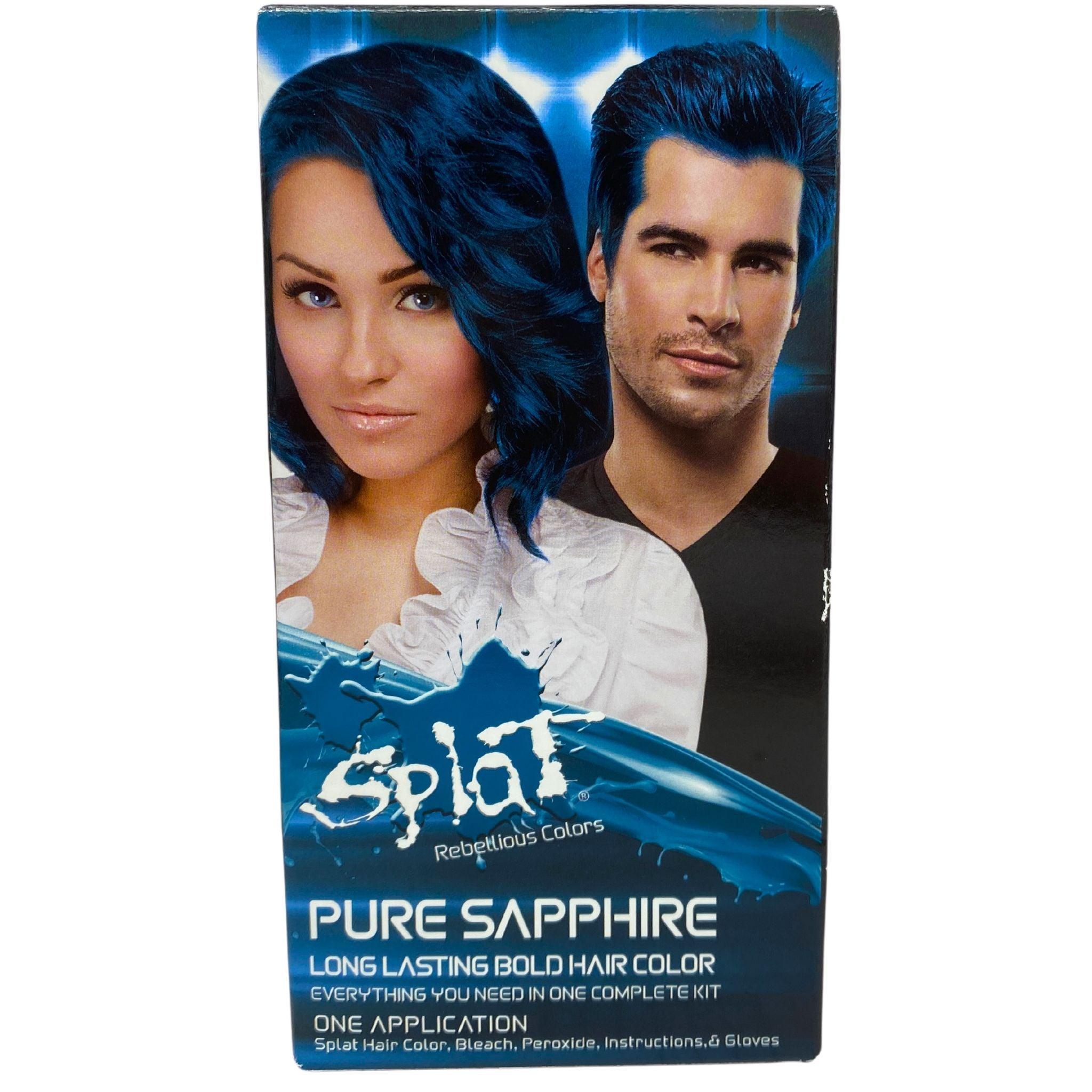Splat Rebellious Colors Pure Sapphire Long-Lasting Bold Hair Dye - 50 Pack for Vibrant DIY Hair Coloring at Home or Salon