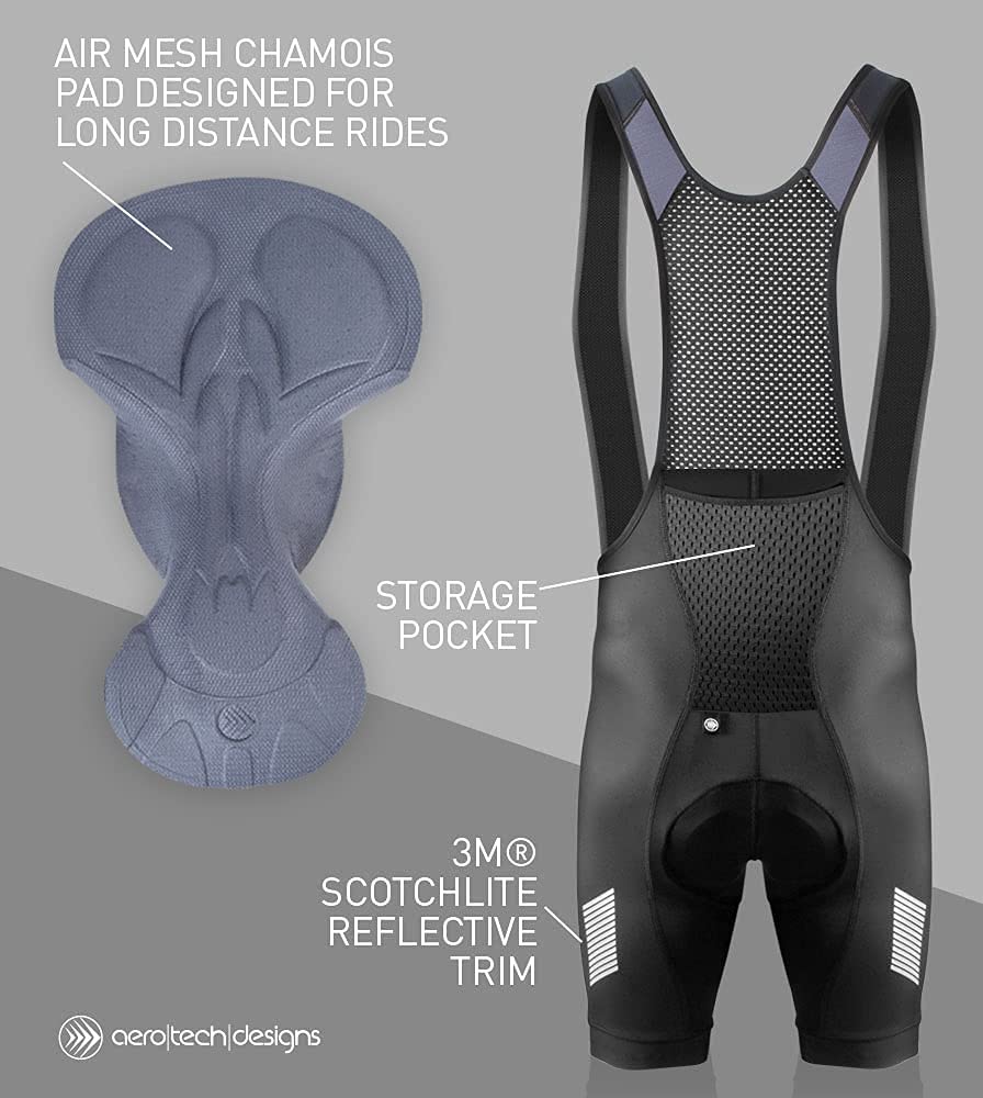 USA Elite Men's Padded Cycling Bib Shorts - High Performance Long Distance Bike Shorts for Road & Mountain Biking - Made in USA - Perfect for Training, Racing & Endurance Rides