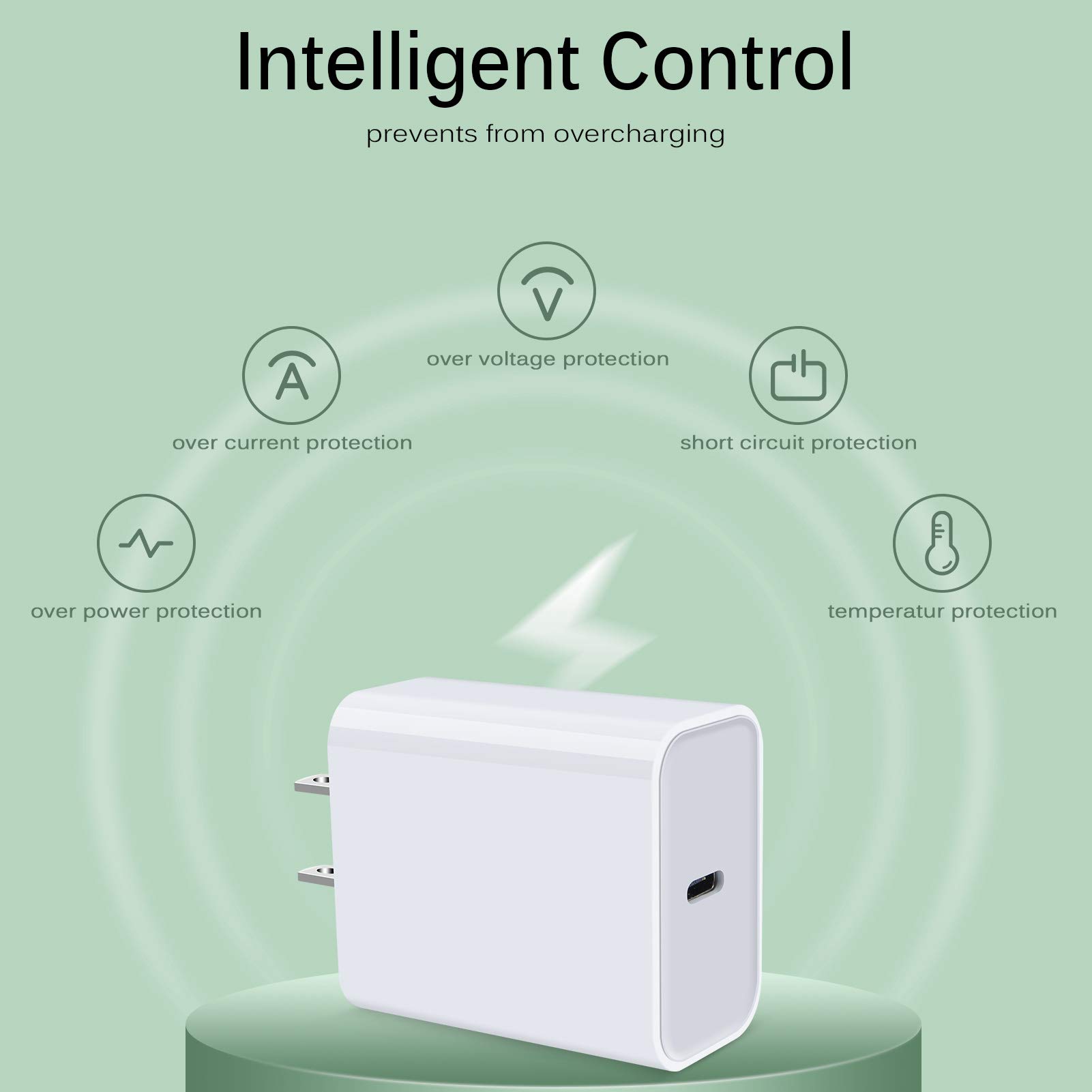 18W USB C Wall Charger with PD 3.0 Fast Charging - Compact Power Adapter for iPhone 13/12/11/SE/XS/XR/X/8, iPad Pro & Samsung Galaxy S21/S20 - Perfect for Home, Office & Travel Charging Needs