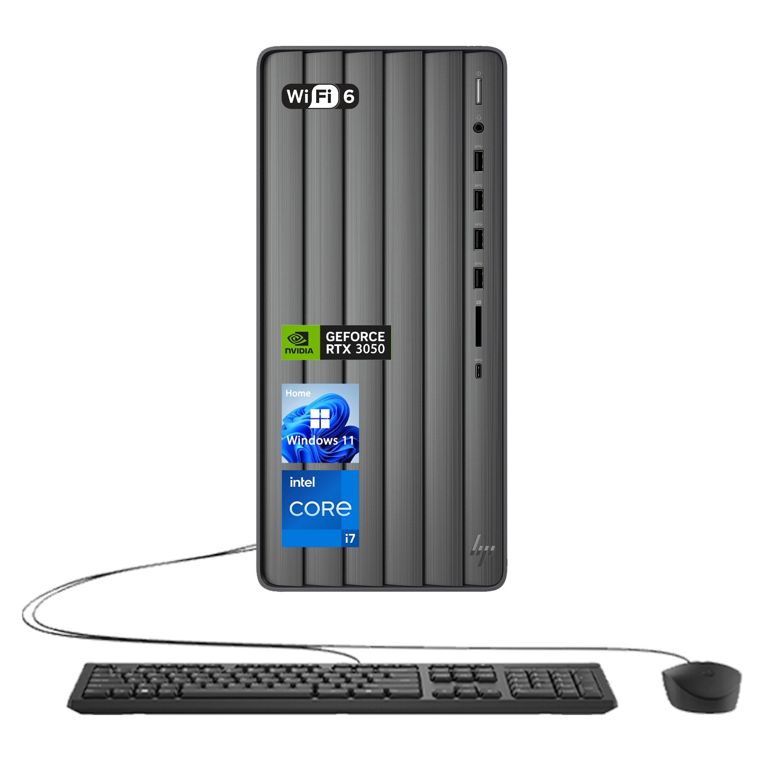 HP Envy Tower Desktop - Intel Core i7, 8GB RAM, NVIDIA GeForce RTX 3050, 512GB SSD, Windows 11 Home (Black) | Powerful Gaming & Workstation PC for Home Office, Streaming & Content Creation