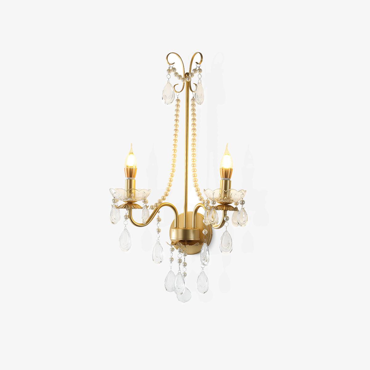 Elegant Crystal Pearl Chain Wall Lamp - Modern LED Sconce Light for Bedroom, Living Room, and Hallway Decor - Dimmable Ambient Lighting for Home & Office