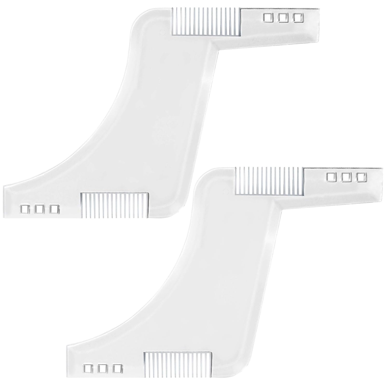 2-Piece Beard Shaping & Styling Template Comb Set - Transparent Hairline Tool for Precise Line Up & Edging - Works with All Razors & Trimmers - Perfect for Home Grooming & Barber Shop Use