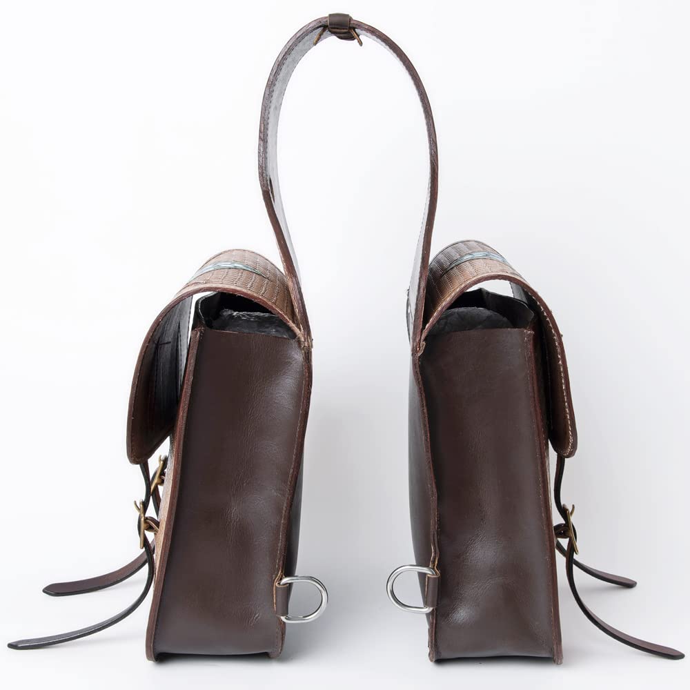 HILASON Genuine Leather Western Horse Saddle Bag - Heavy Duty Trail Riding Saddlebag for Equestrian & Bike | Durable Cowhide Saddle Accessory for Ranch Work, Camping & Outdoor Adventures