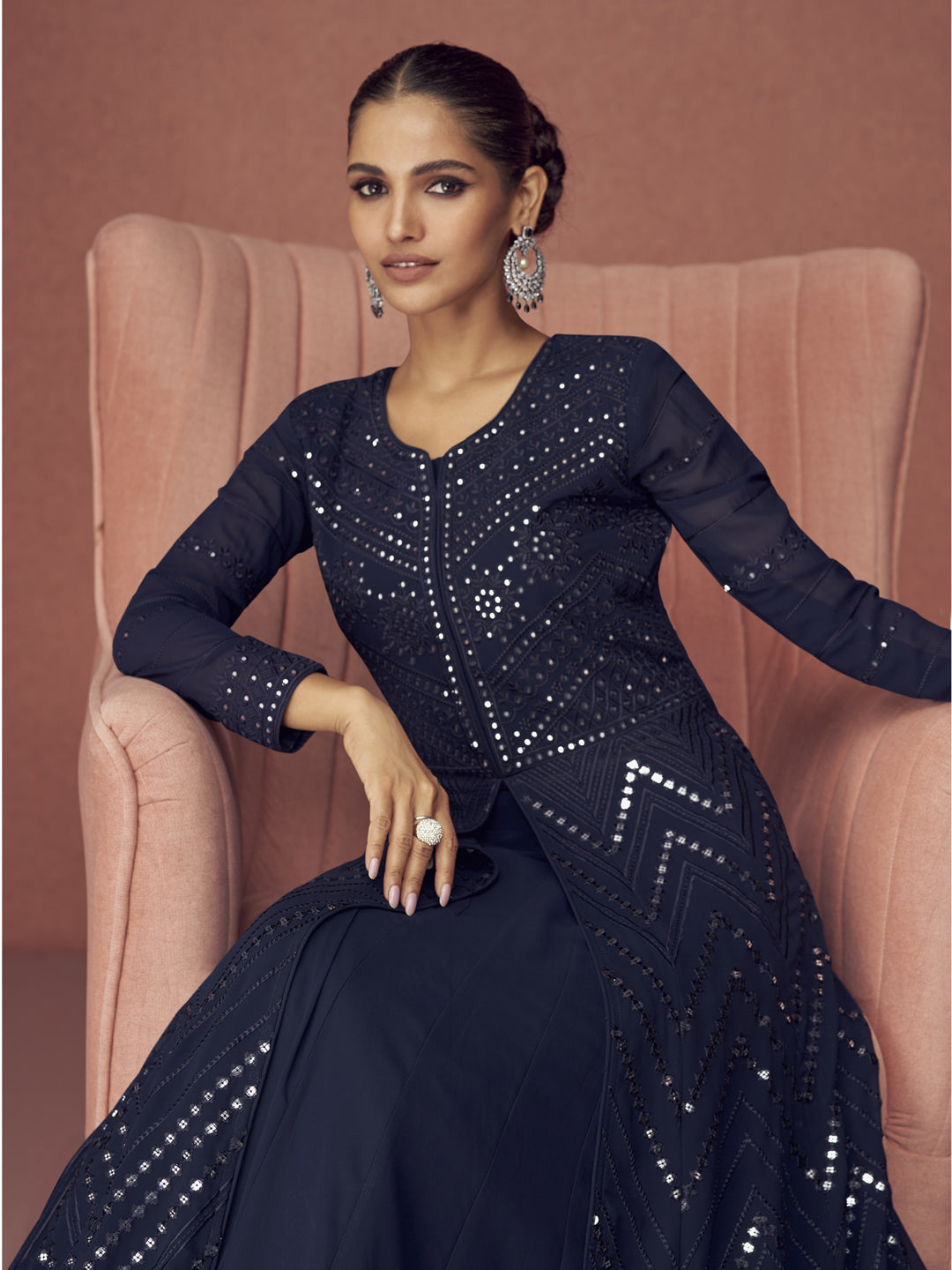 Elegant Black Pakistani Anarkali Dress with Intricate Embroidery - Designer Ready-to-Wear for Weddings, Parties & Special Occasions