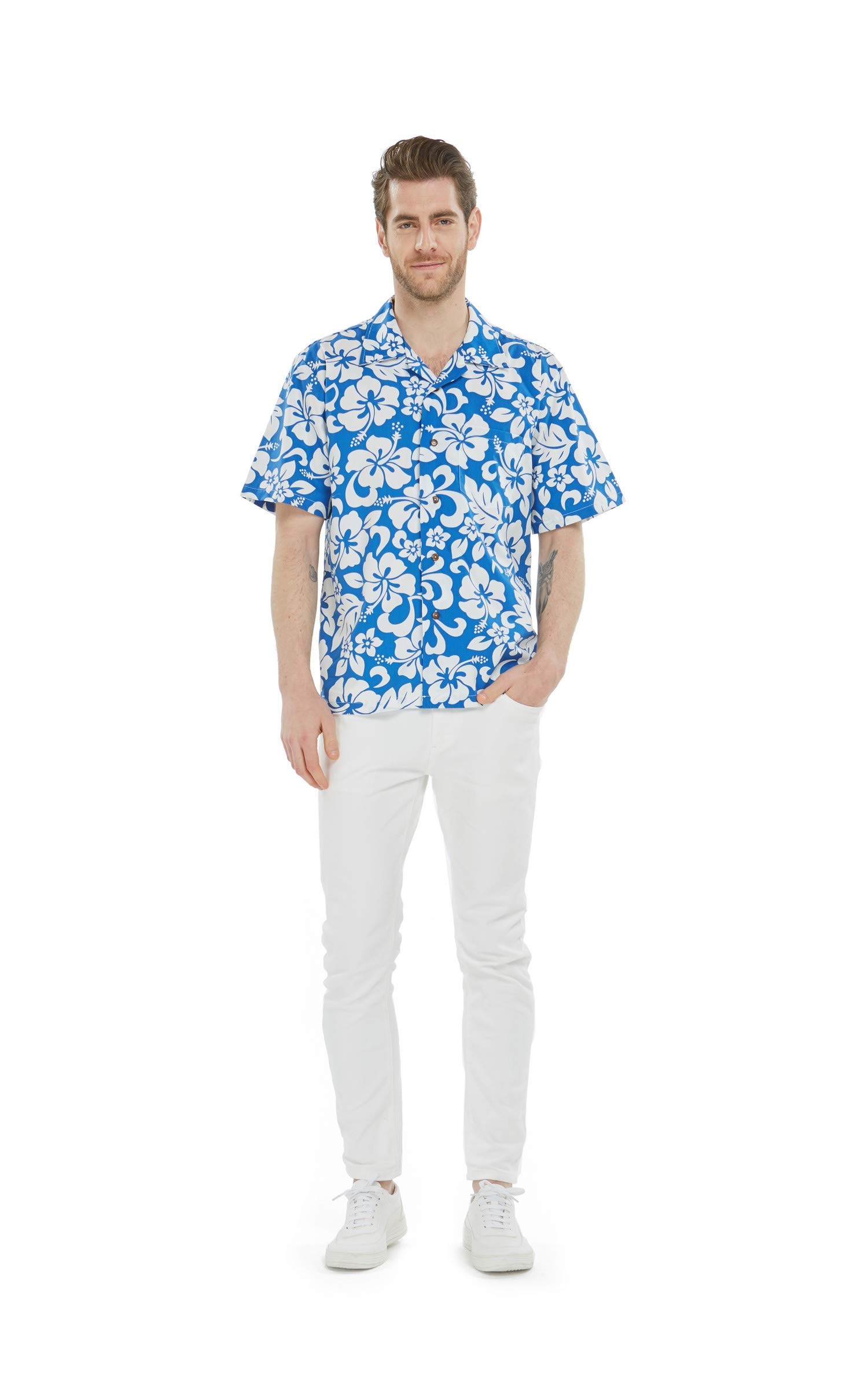 Vintage Hawaiian Luau Dance Shirts for Father and Daughter - Matching Classic Hibiscus Print Outfits for Family Parties, Beach Vacations & Tropical Themed Events