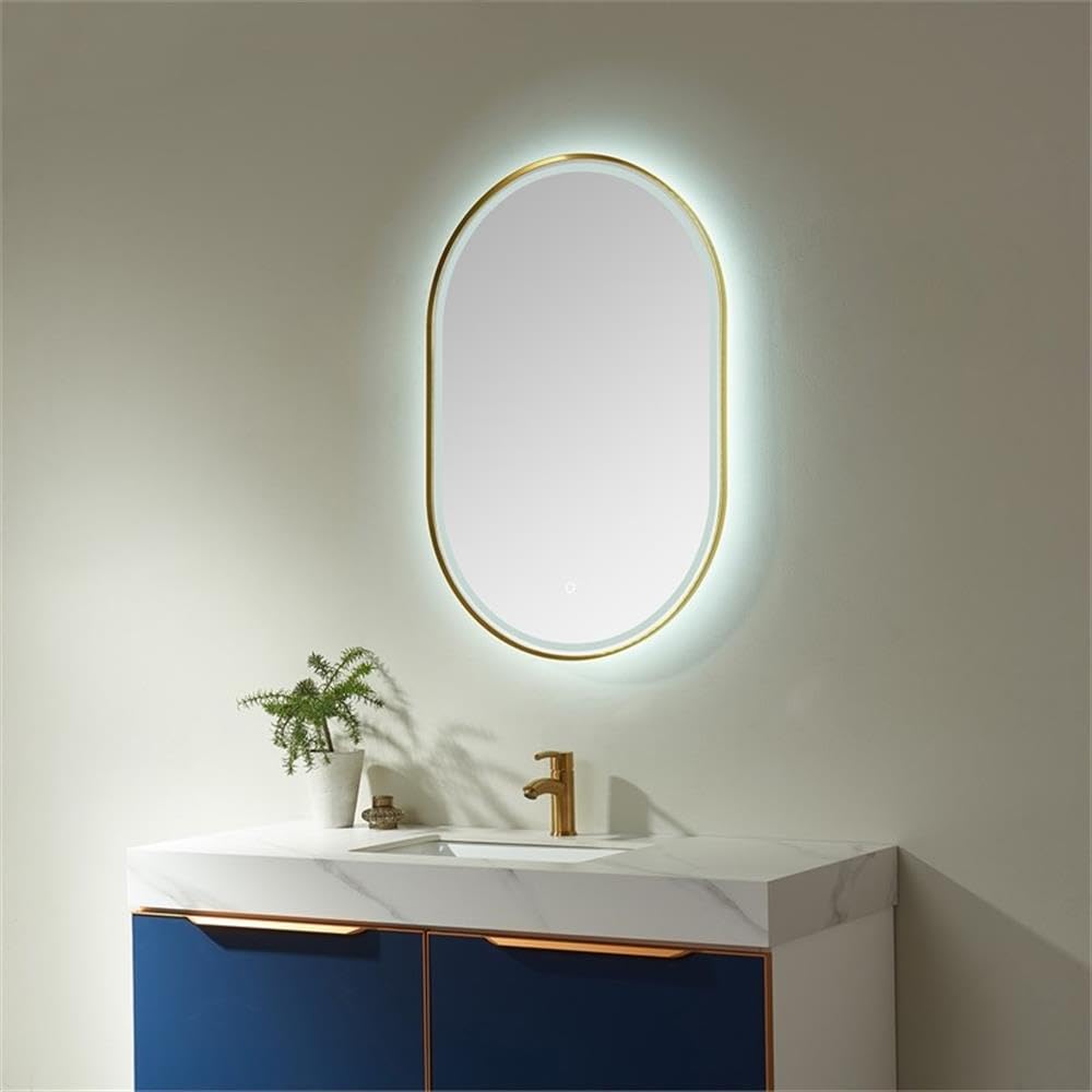 VINNOVA Grande 24 Inch Oval LED Lighted Bathroom Vanity Mirror - Modern Dimmable Backlit Wall Mirror for Makeup, Shaving & Home Decor