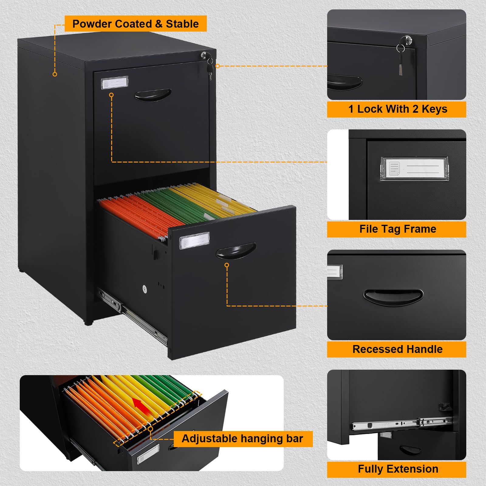 2-Drawer Locking File Cabinet - 18