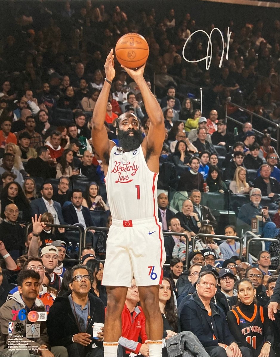 James Harden Autographed 16x20 Philadelphia 76ers White Jersey Framed Photo - Limited Edition NBA Memorabilia for Sports Fans & Collectors - Perfect for Man Cave, Game Room, or Office Decor