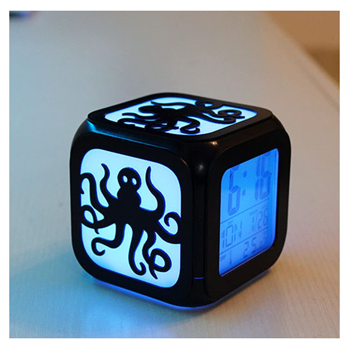 Ocean Octopus 3D LED Alarm Clock with Night Light - USB Charging, Creative Cartoon Bedside Clock for Kids & Adults - Perfect for Bedrooms, Dorms, and Nightstands