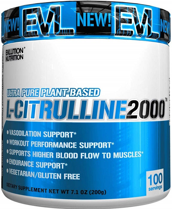 EVLution Nutrition L-Citrulline 2000mg Powder - 200g Unflavored Pre-Workout Supplement for Muscle Pump, Endurance & Nitric Oxide Boost | Gym, Bodybuilding & Athletic Performance