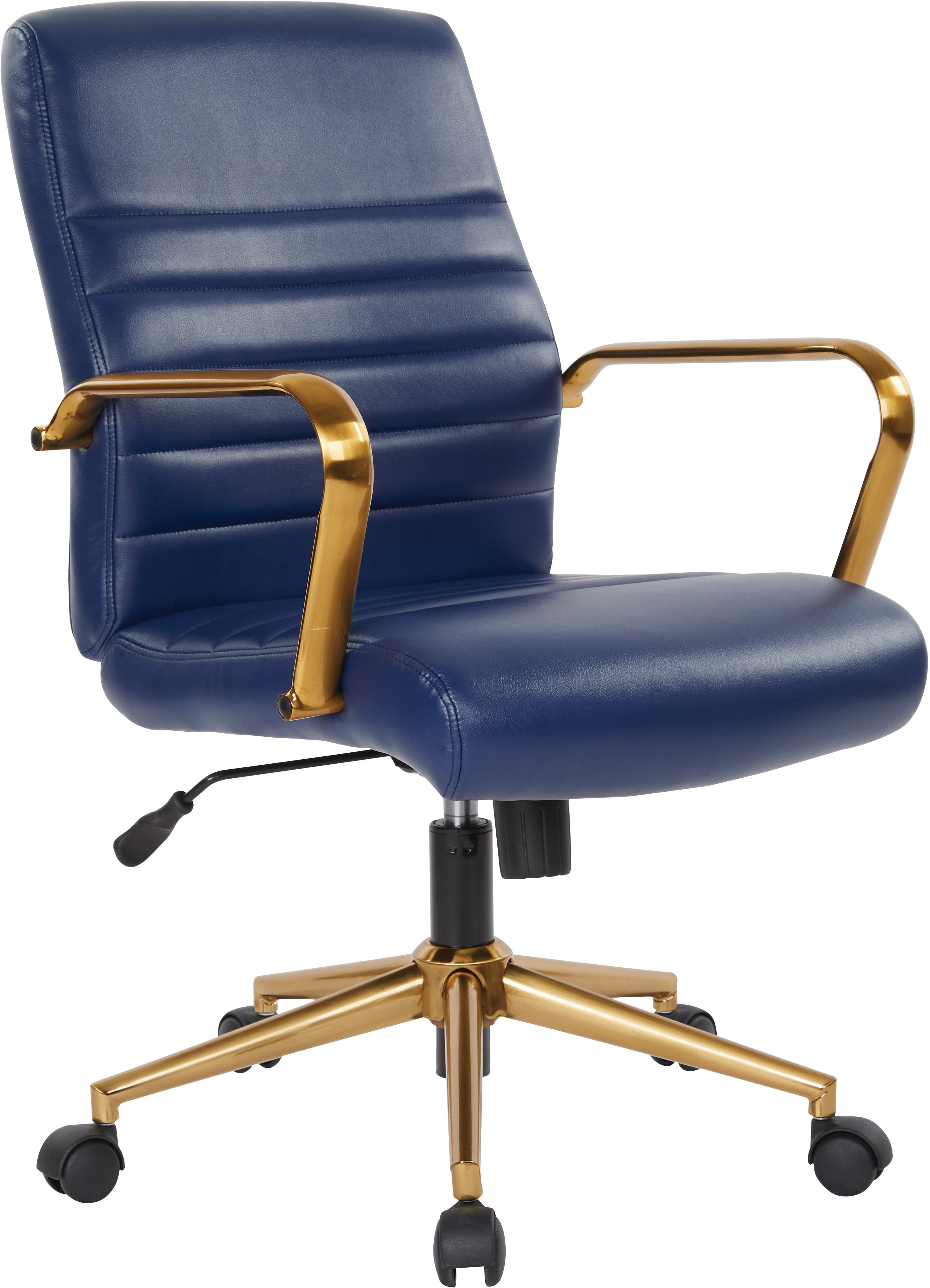 Office Star Baldwin Mid Back Faux Leather Chair [FL22991G] - Ergonomic Executive Office Chair for Home & Business, Comfortable PU Leather Desk Chair with Padded Seat & Adjustable Height - Perfect for Office, Study Room & Conference Room