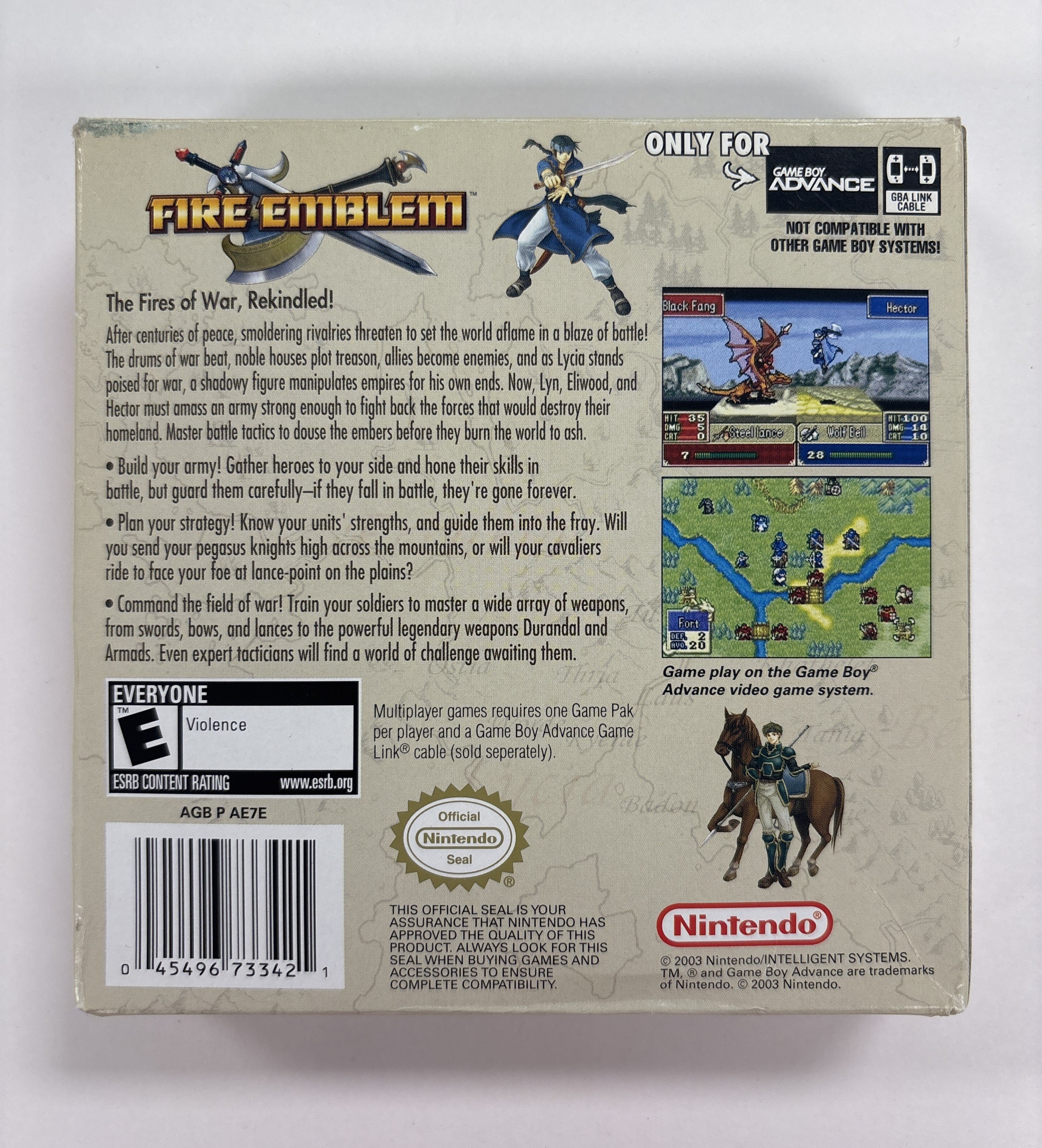Fire Emblem GBA Game Box & Manual Only (No Game Included) - Perfect for Collectors & Display Cases