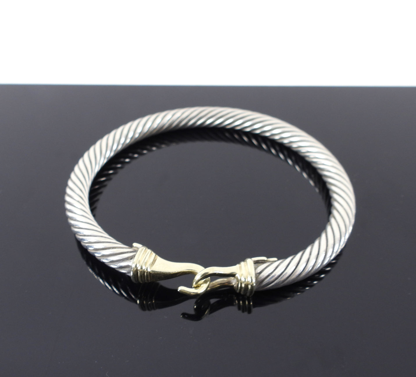 David Yurman Sterling Silver 14k Gold 5mm Classic Cable Buckle Bracelet for Women - Elegant Jewelry Gift for Anniversary, Birthday & Special Occasions
