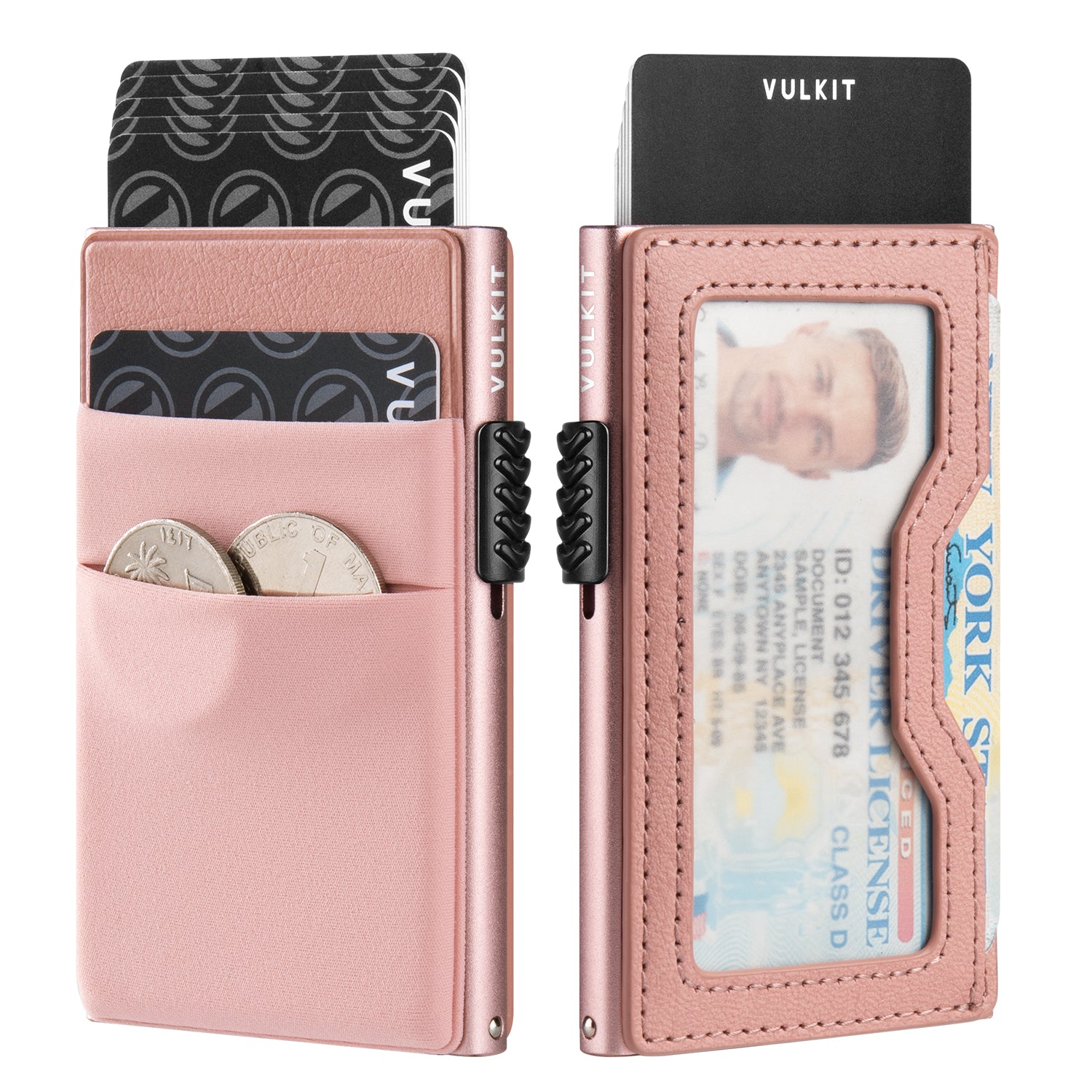 VC306 Elastic Cloth & Leather Slim Wallet with Clear ID Window - Perfect for Cash, Coins, Credit Cards & Daily Essentials | Ideal for Travel, Work & Everyday Use