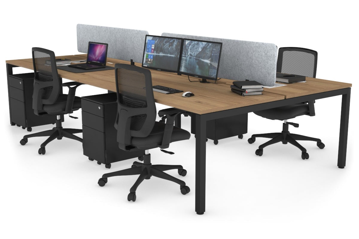 4-Person Office Workstation with Quadro Square Legs - 1800L x 800W Desk with Cable Management Scallop | Perfect for Collaborative Workspaces & Open Office Environments