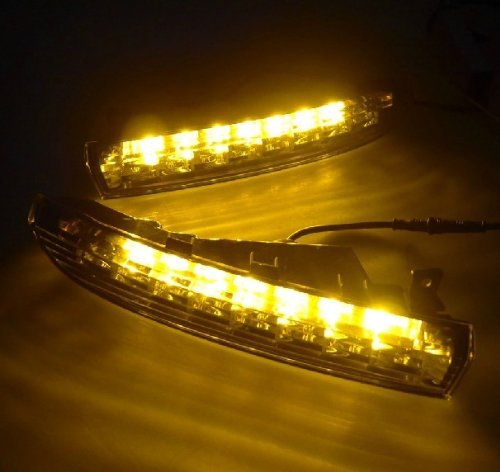 Volkswagen CC 2010-2012 LED DRL Daytime Running Lights with Amber Turn Signal - High Visibility Safety Lights for Day & Night Driving