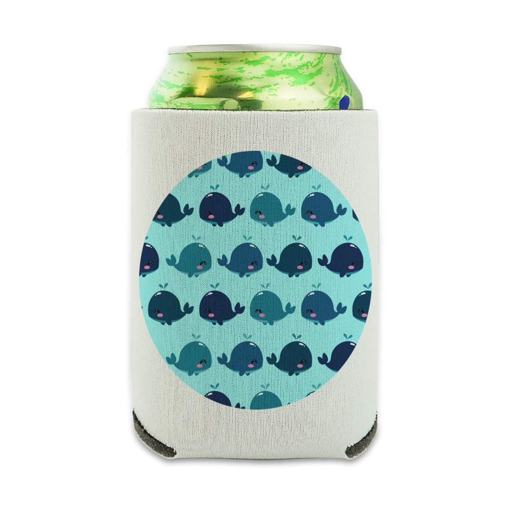Whale Pattern Insulated Can Cooler - Cute Kawaii Drink Sleeve & Collapsible Beverage Holder | Perfect for Beach Parties, Picnics & Summer BBQs
