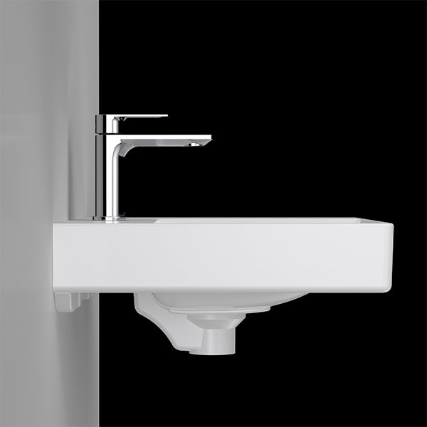 Caroma Urbane II Right Hand Shelf Wall Basin - Modern Bathroom Sink with Built-in Storage Shelf for Small Spaces, Powder Rooms & Contemporary Homes