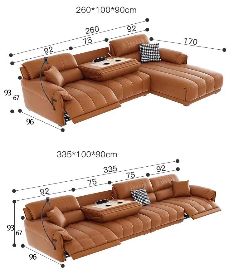 Italian Genuine Leather Recliner Loveseat Sofa - Premium Leather Reclining Couch with Adjustable Backrest for Living Room, Home Theater & Lounge Spaces