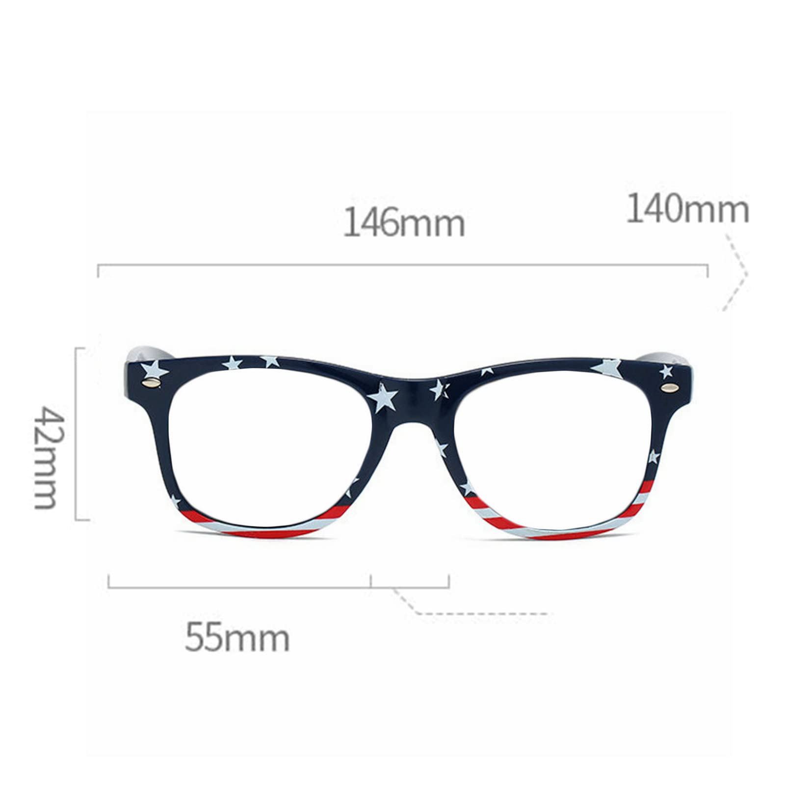 Helena America Glasses - Retro Square Blue Light Blocking Reading Glasses with American Flag Design | Perfect for Computer Work, Reading & Patriotic Style