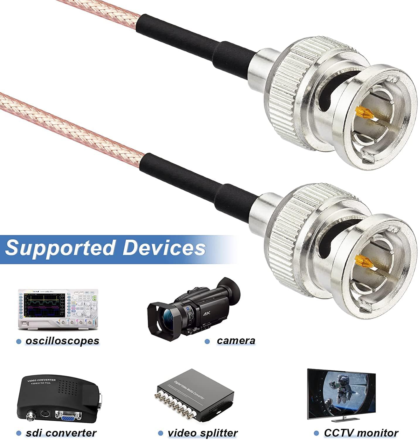 Superbat 3G SDI Cable BNC Cable 75 Ohm 50cm - High-Speed HD-SDI/3G-SDI/4K/8K Video Cable for Cameras, Monitors & Recorders (2 Pack) - Perfect for BMCC, Blackmagic, and Professional Video Equipment in Studios & Live Broadcasts