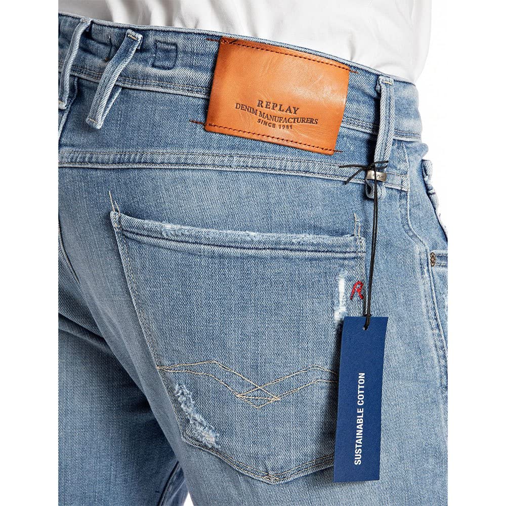 Replay Anbass Vintage Distressed Men's Jeans - Classic Slim Fit Denim Pants for Casual Wear & Everyday Style