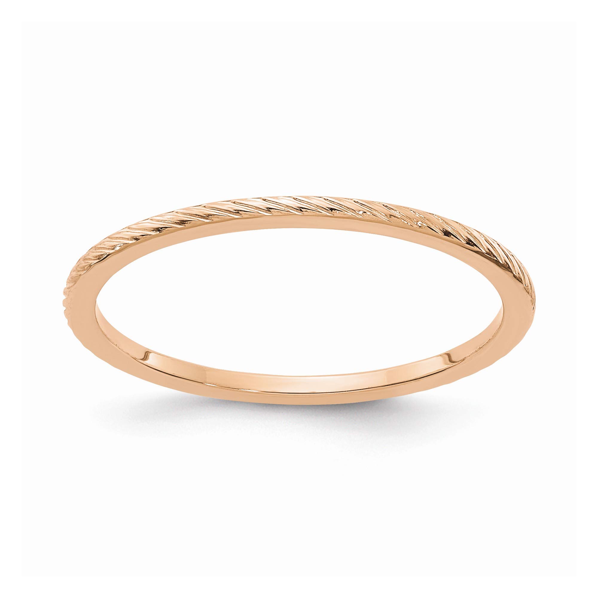 10K Rose Gold 1.2mm Twisted Wire Stackable Ring Band - Size 6, Dainty Wedding Band, Anniversary Gift for Her - Perfect for Stacking, Everyday Wear & Special Occasions