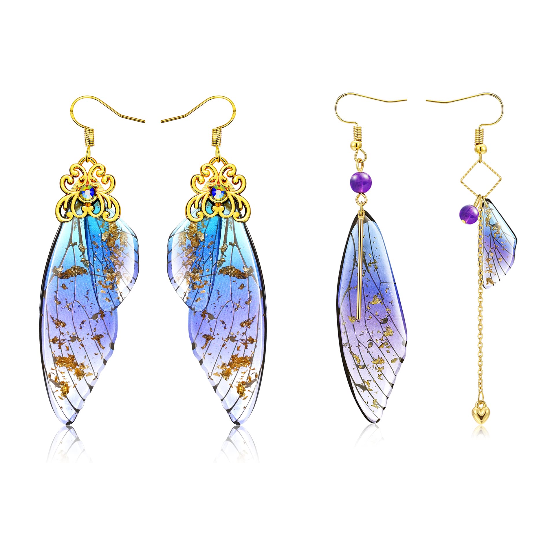 Butterfly Wing Earrings for Women - Acrylic Fairy Drop Dangle Earrings | Cottagecore Jewelry Gift for Girls, Teens & Adults - Perfect for Boho, Festival & Everyday Wear