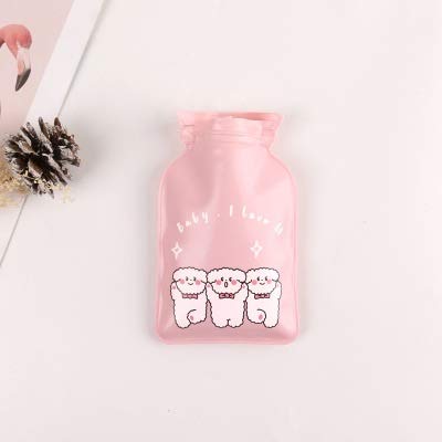 Portable Cute Animal-Shaped Hot Water Bottle - Safe Water-Filled Hand Warmer for Winter (Cat, Dog, Pig Designs) 15 x 9.6cm - Perfect for Cold Nights, Office Use & Pain Relief (Color: B)
