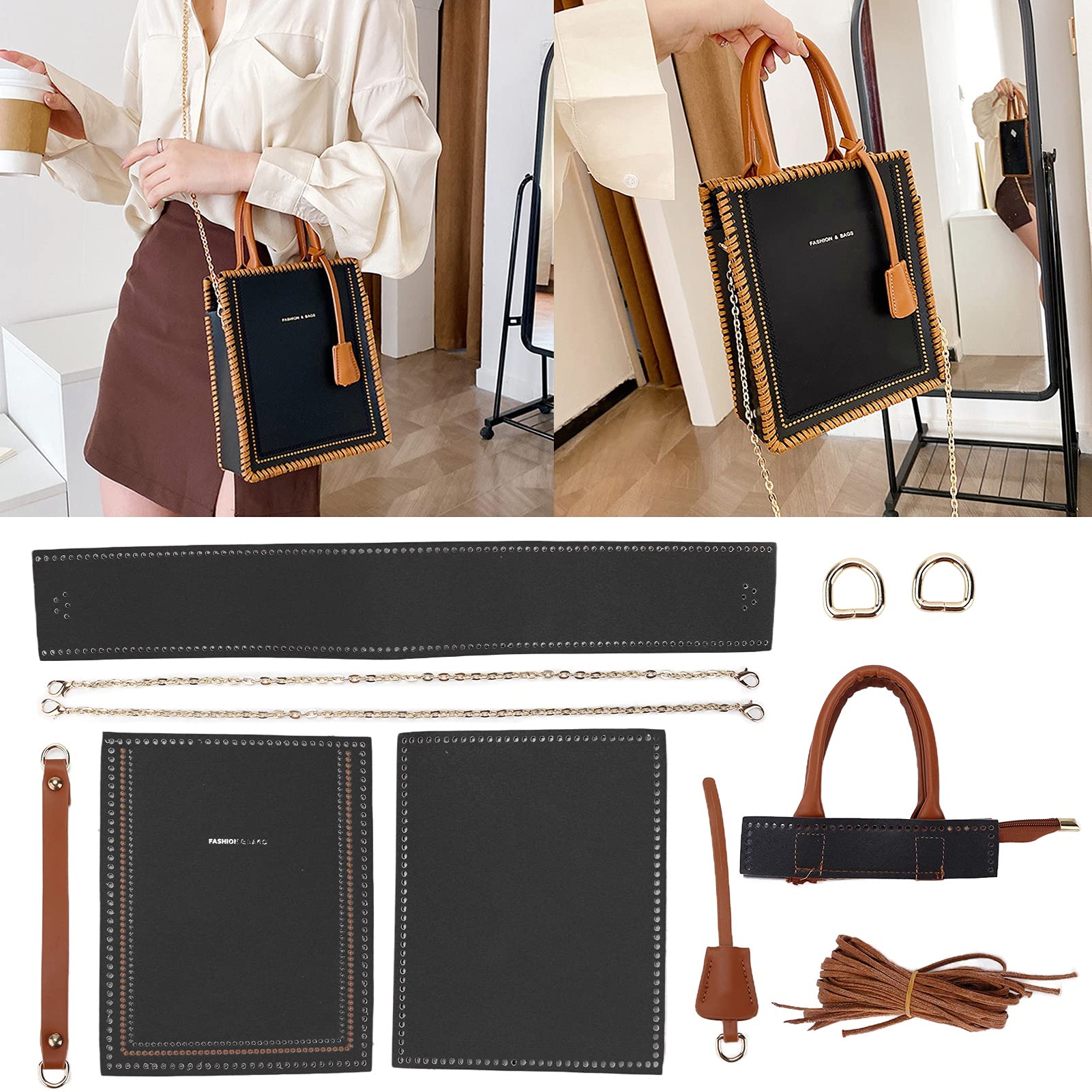 Premium PU Leather Bag Making Kit - DIY Handbag, Shoulder Bag & Crossbody Bag Crafting Accessories (Black) | Perfect for DIY Enthusiasts, Fashion Designers & Gift Makers