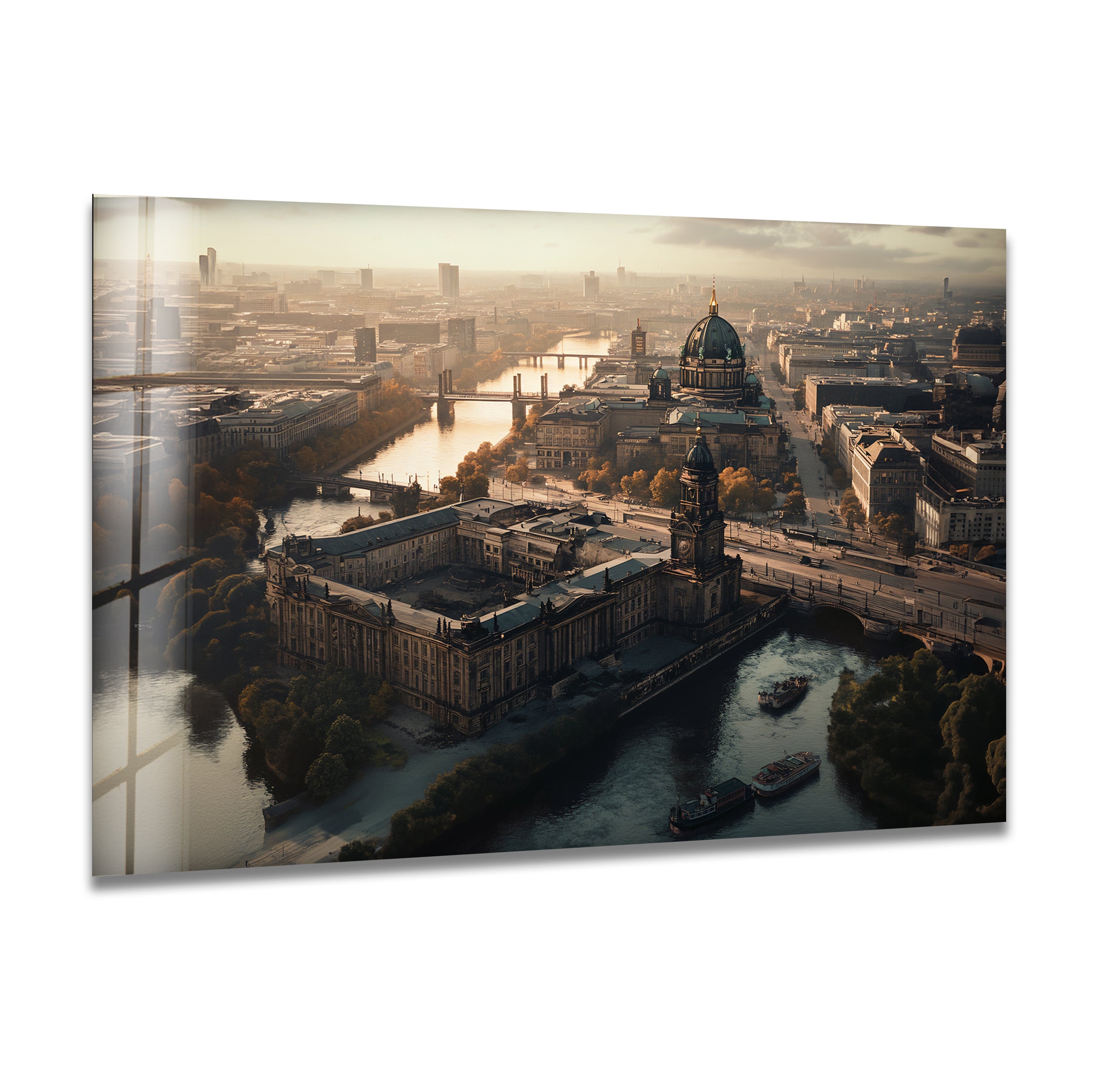 Berlin Sunset Glass Wall Art - Handmade Modern Home Decor for Living Room, Bedroom & Office - Perfect Gift for Housewarming & Holidays