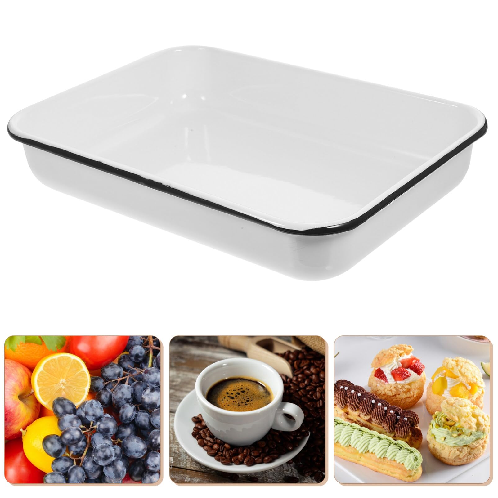 Premium White Enamel Baking Pan - 9x13 Inch Rectangular Roasting Pan, Enameled Steel Lasagna Dish, Oblong Cake Pan & Serving Tray | Durable Food Container for Baking, Roasting, Meal Prep & Party Serving (Great for Lasagna, Casseroles, Sheet Cakes & Holiday Meals)