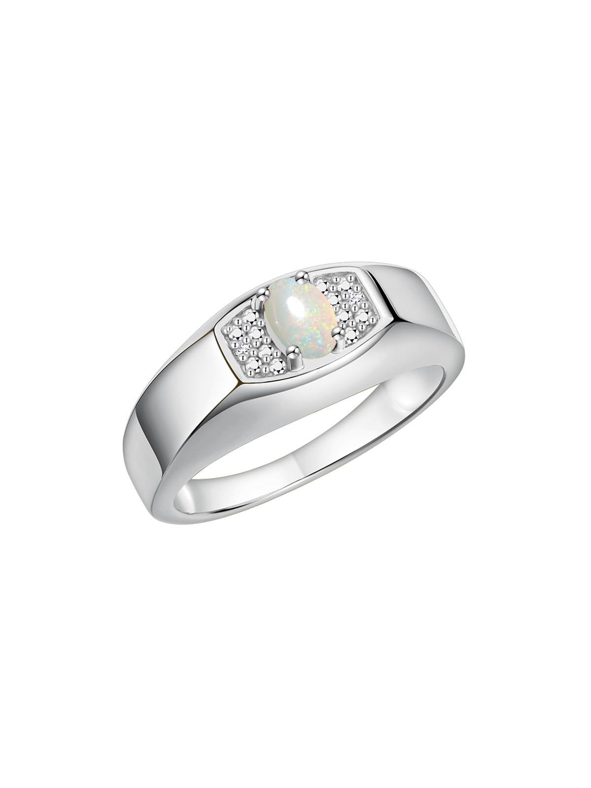Rylos Men's Sterling Silver Classic Designer Ring - 6X4MM Oval Gemstone & Sparkling Diamond - Birthstone Rings for Men - Size 8 to 13 - Perfect for Weddings, Anniversaries & Gifts
