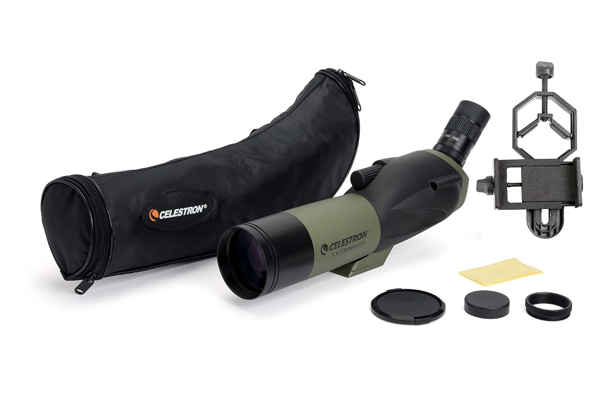 Ultima 18 55-65mm Angled Zoom Spotting Scope with Smartphone Adapter - HD Bird Watching, Hunting & Target Shooting Optics for Outdoor Enthusiasts