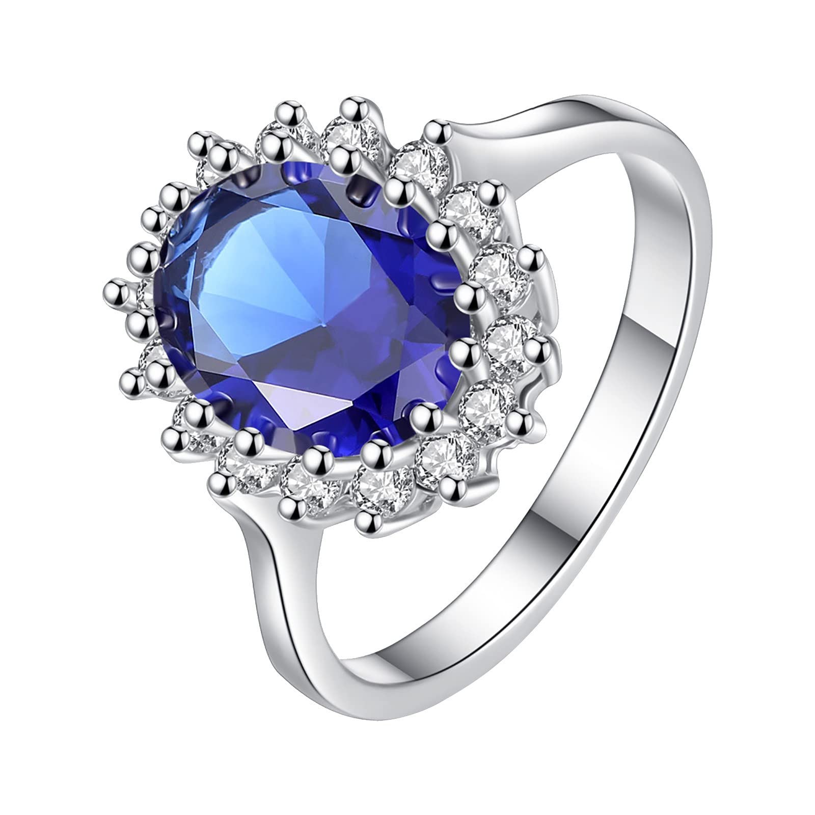 Blue Gemstone Ring for Women - Elegant & Simple Gold Stackable Heart Ring (Size D, 9) | Perfect for Everyday Wear, Gift Giving & Layering Jewelry Looks