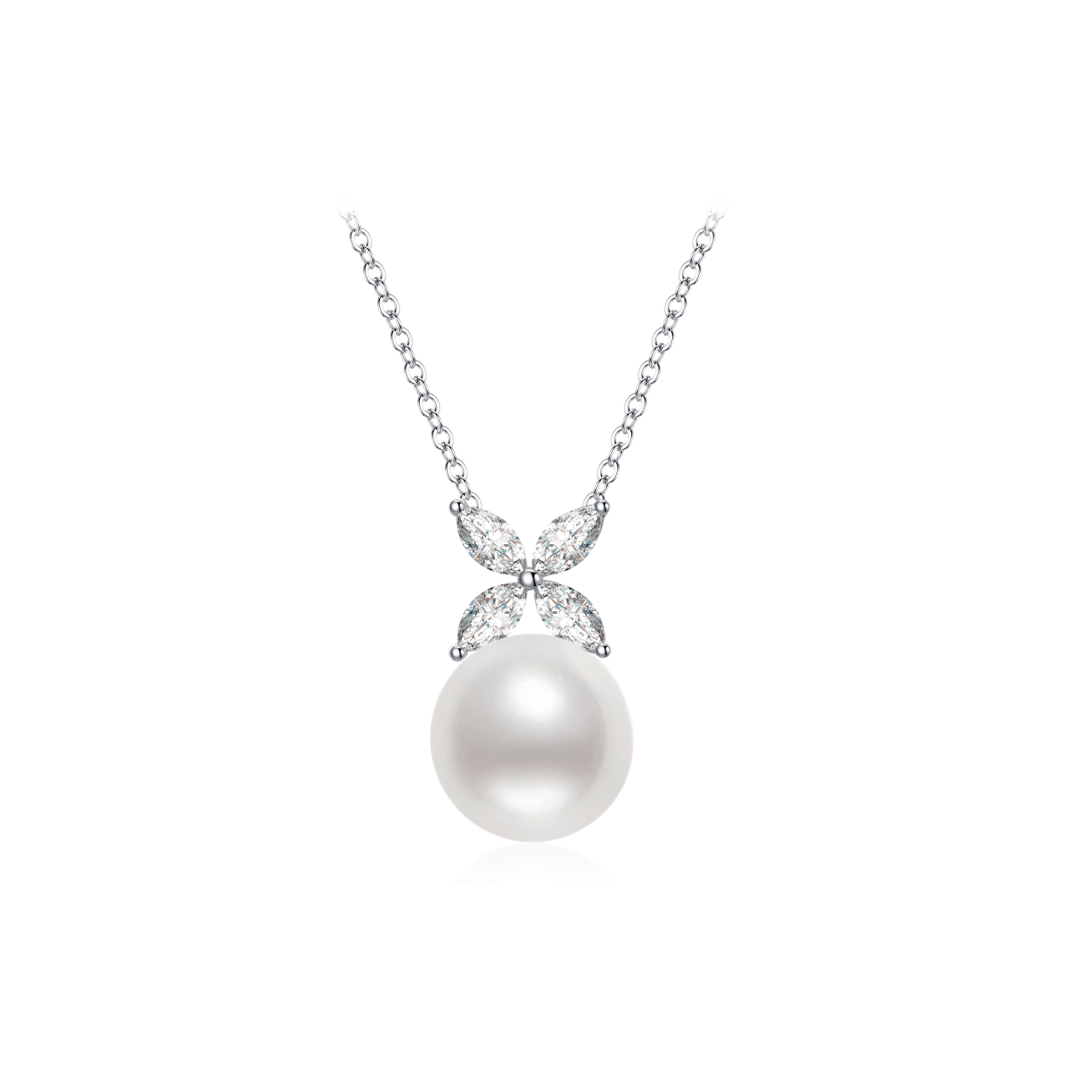 18K Gold Diamond Akoya Pearl Necklace for Women - Elegant & Luxurious Jewelry Gift (KN00132) | EVERLEAF | Perfect for Weddings, Anniversaries & Special Occasions
