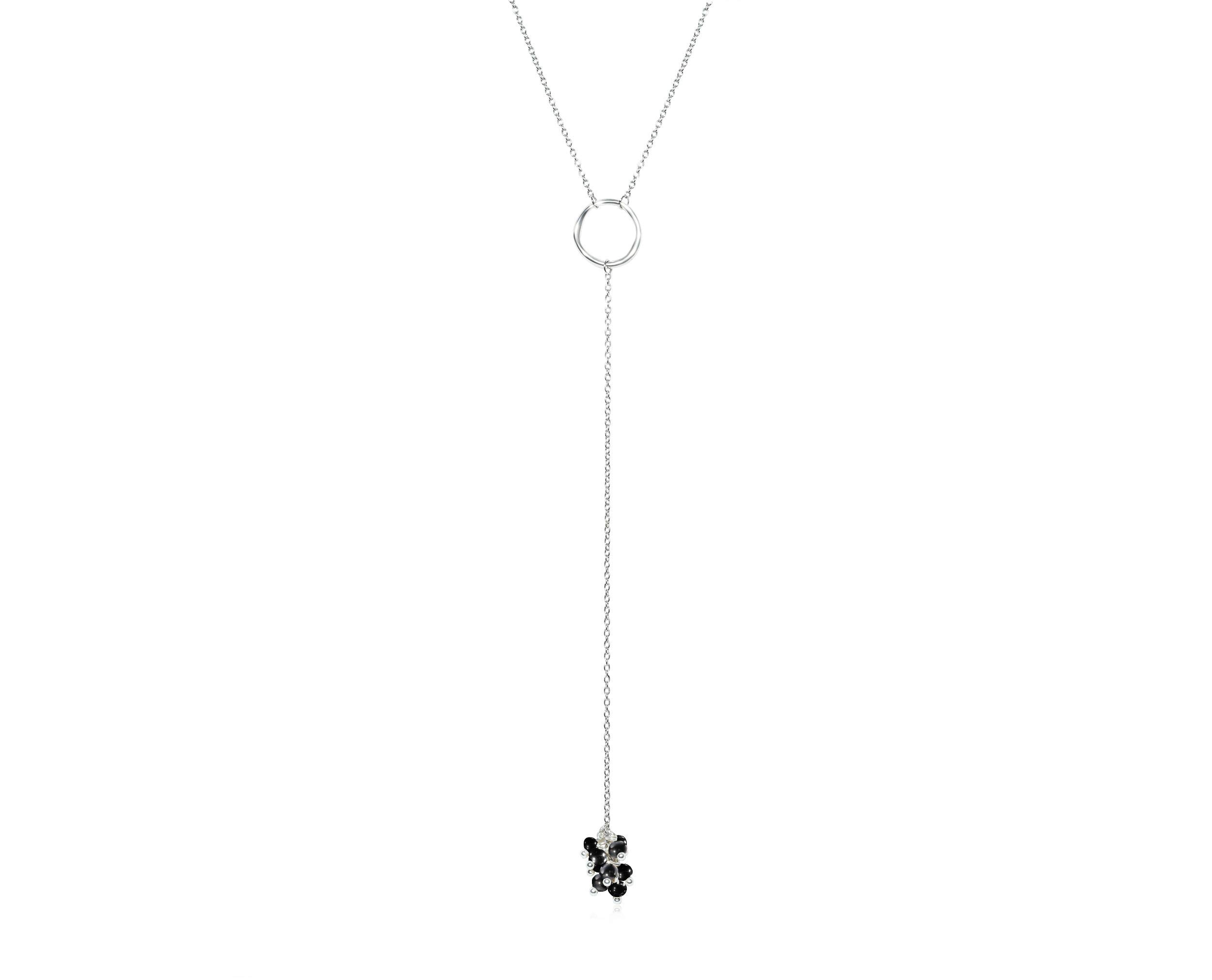 Black Tourmaline Y Lariat Necklace - Healing Crystal Protection Jewelry for Women, Long Drop Layering Necklace for Energy Cleansing & Spiritual Wellness | Perfect for Meditation, Yoga & Everyday Wear