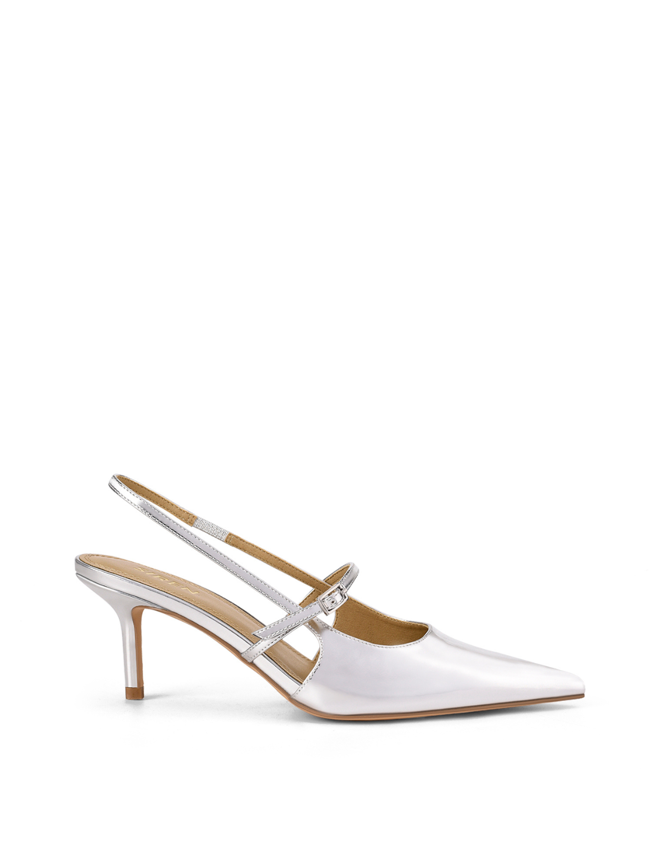 York Women's Slingback Heels - Silver Metallic Leather Pumps for Party, Wedding & Evening Wear - Comfortable Dress Shoes for Work & Special Occasions