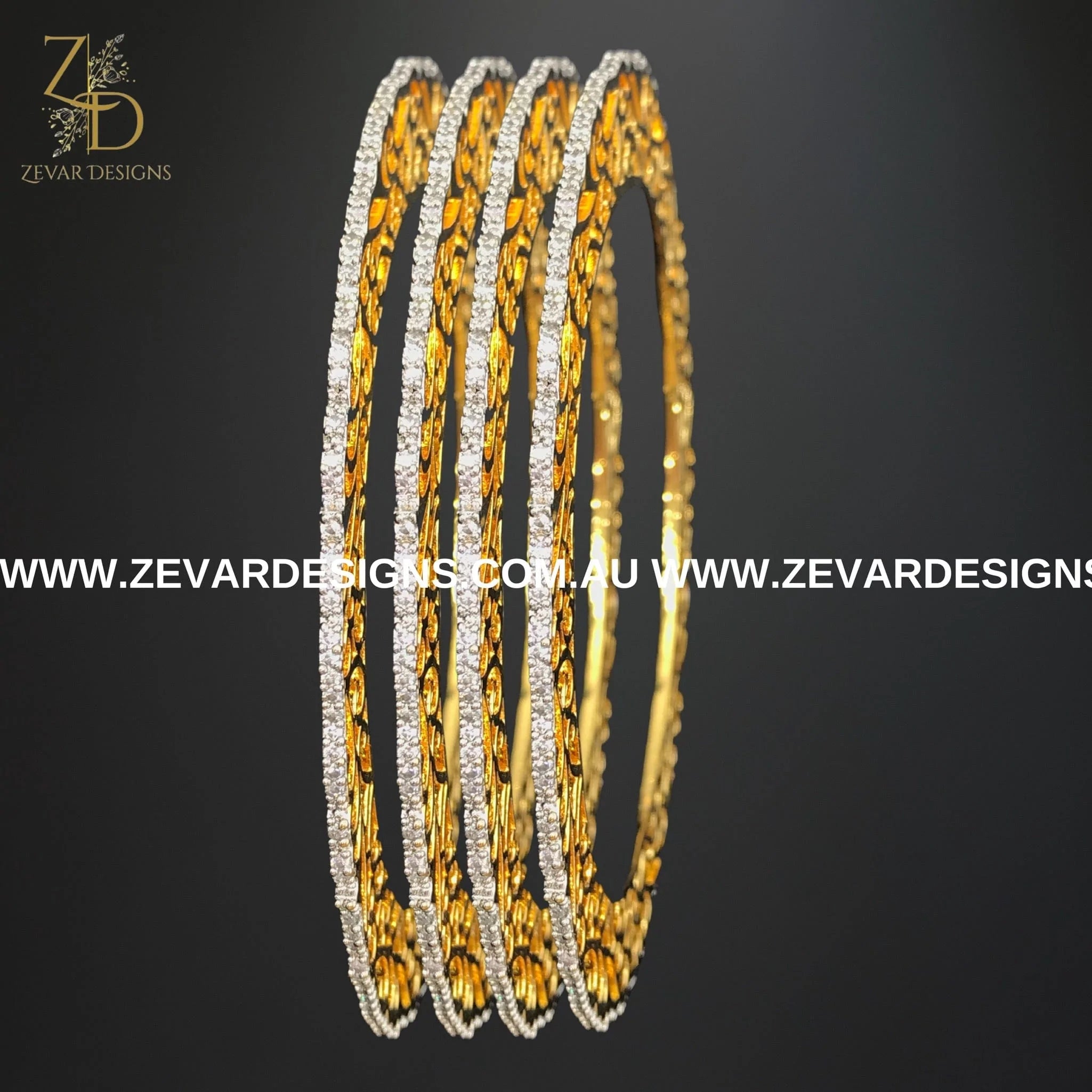 AD Single Line Bangles with Broad Gold Rim - Elegant Stackable Bracelets for Women | Perfect for Parties, Weddings & Everyday Wear